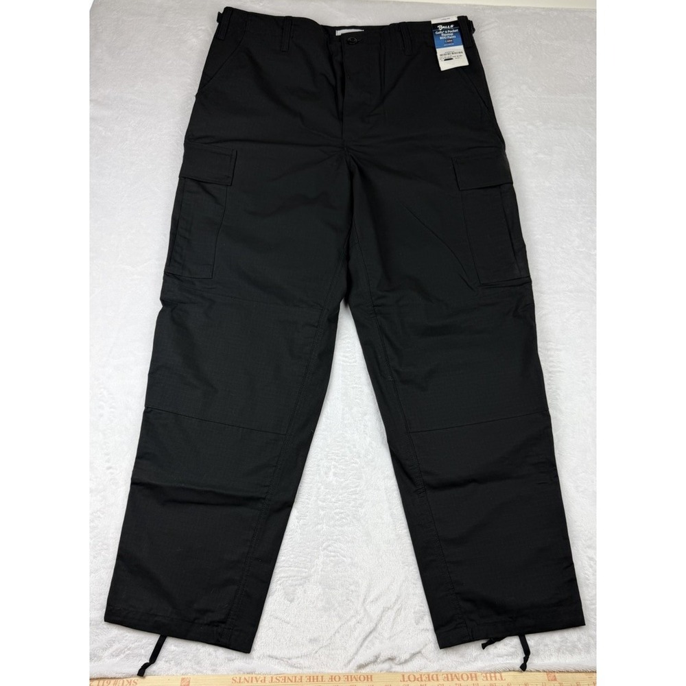 NEW LARGE MENS GALLS 6 POCKET POLY COTTON RIPSTOP BDU PANTS TR077 BLACK LG REG